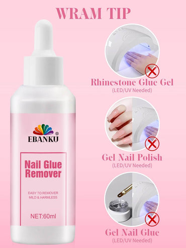 EBANKU 60ML Nail Glue Remover – Quick & Gentle Press-On Removal