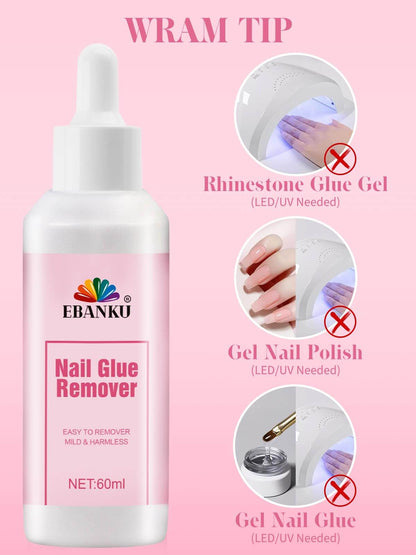EBANKU 60ML Nail Glue Remover – Quick & Gentle Press-On Removal