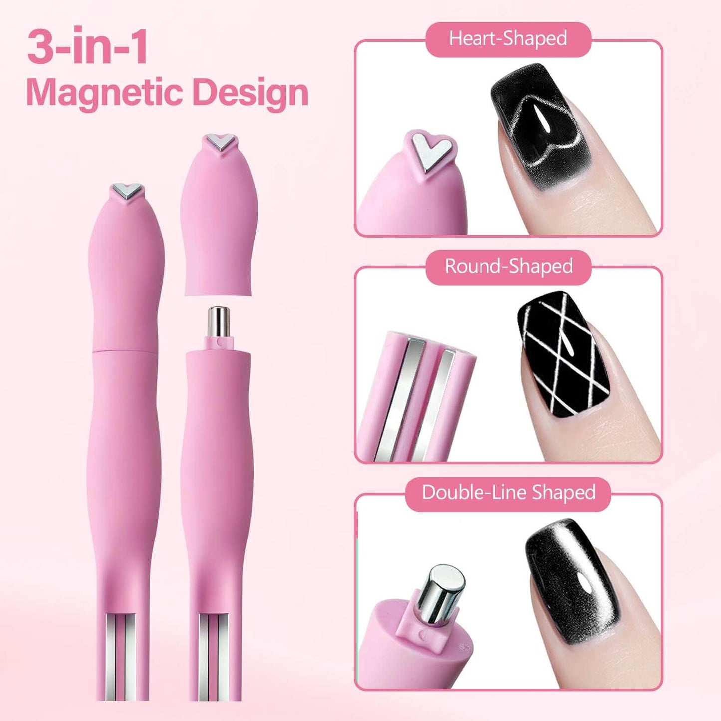 EBANKU 5PCS Cat Eye Nail Magnet Set for DIY Nail Art