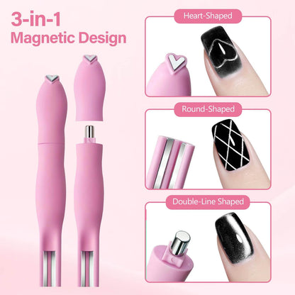 EBANKU 5PCS Cat Eye Nail Magnet Set for DIY Nail Art