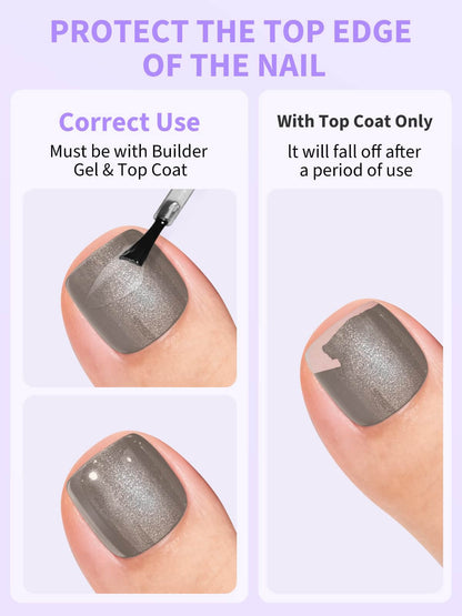 EBANKU Cat Eye Press On Toenails 72PCS Grey Pink with Glue
