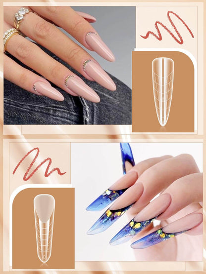 EBANKU 96PCS Clear Matte Poly Gel Nail Forms 4 Styles 12 Sizes