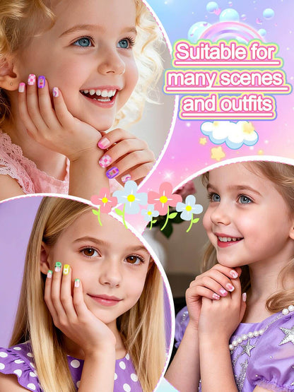 EBANKU Kids Press On Nails 78PCS Frog Design w/Glue