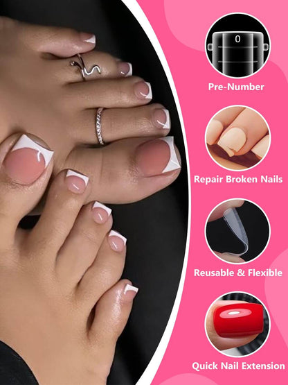 EBANKU Poly Gel Toe Nail Dual Forms Kit 120PCS with Clips
