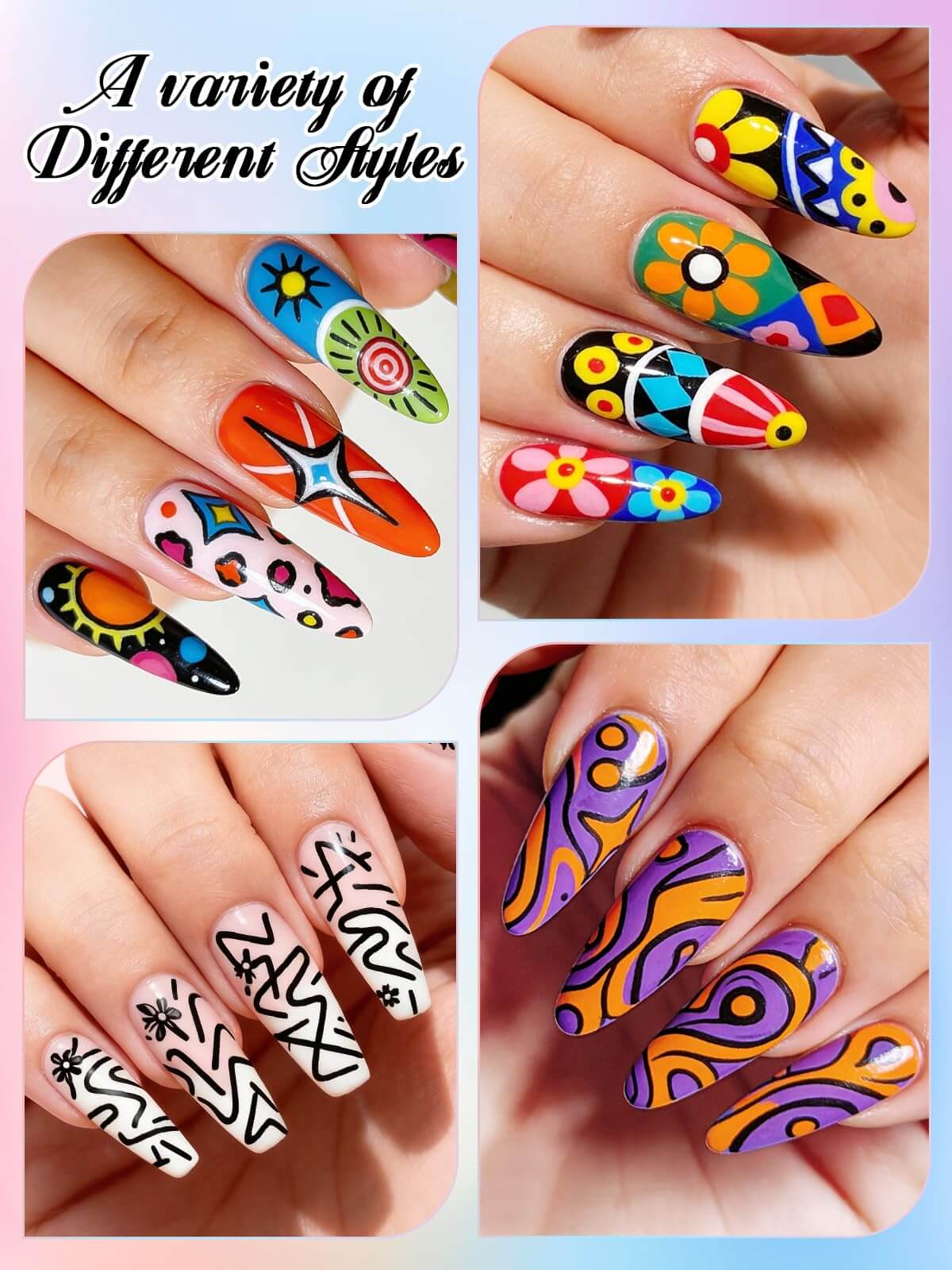 EBANKU 48 Colors Nail Art Pens Set Quick-Dry 3D Nail Markers