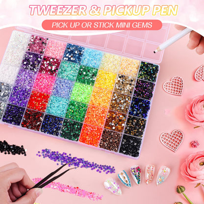 EBANKU 40 Color 4MM Resin Jelly Rhinestones Bedazzling Kit