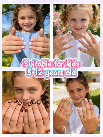 EBANKU 240PCS Mini Kids Square Clear Press On Nail Tips