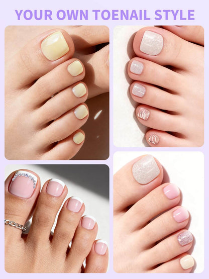 EBANKU French Tip Press On Toenails 120PCS Square Short Tips