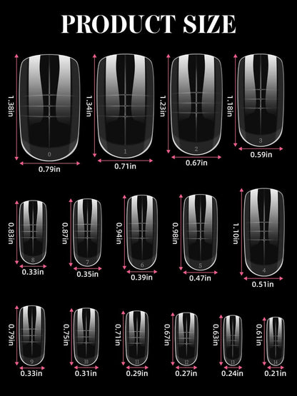 EBANKU 300PCS Toe Dual Nail Forms 15 Sizes Poly Gel Pedicure Kit