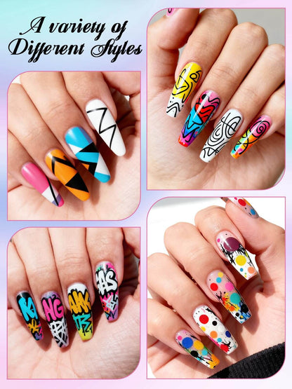 EBANKU 12 Colors 0.7mm Nail Art Pens Set 3D Quick-Dry Nail Markers