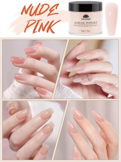 EBANKU Nude Pink Acrylic Powder Set 2x60g Nail Extension Powder