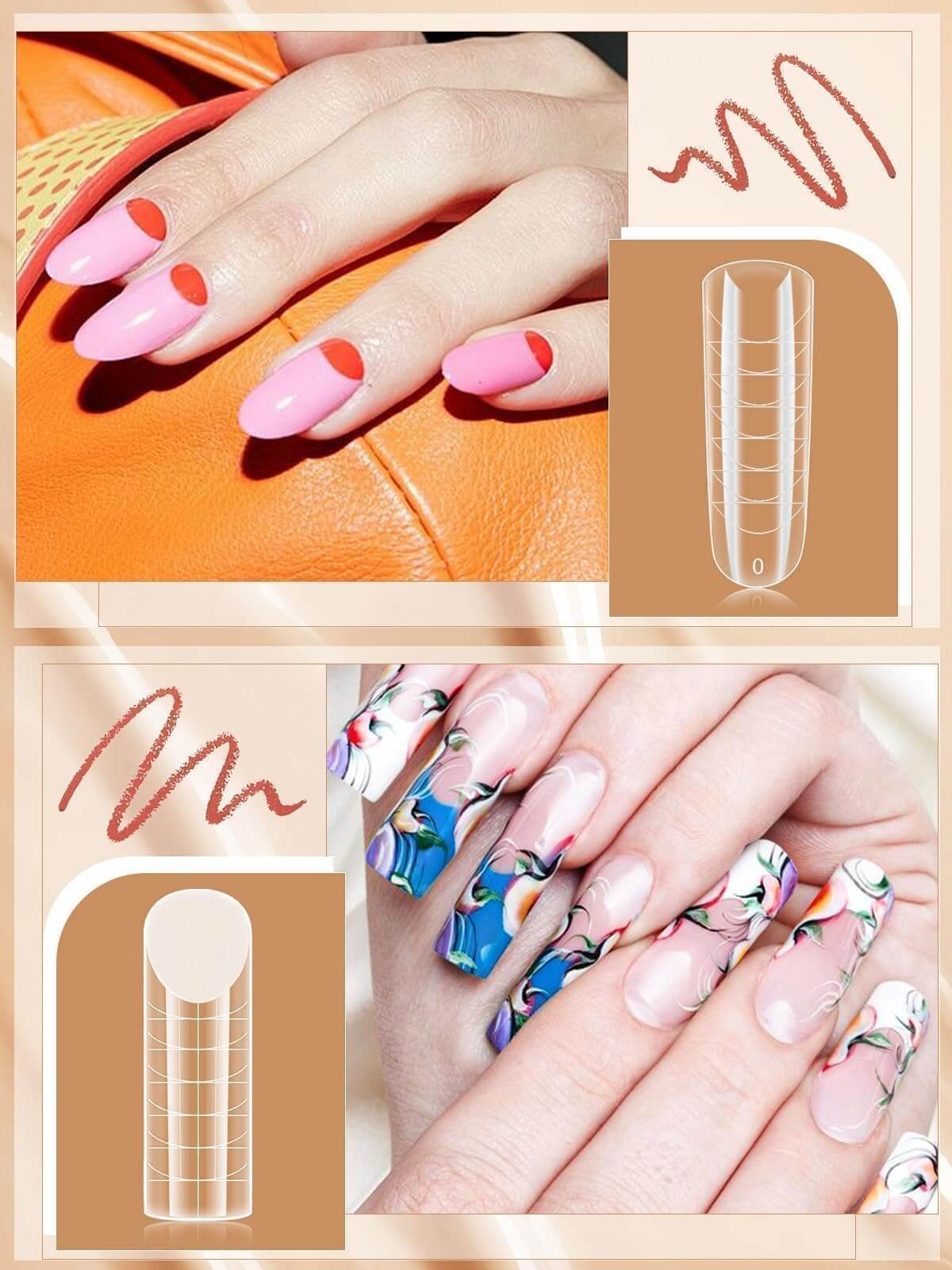 EBANKU 288PCS Poly Gel Dual Nail Forms 6 Styles French Nails