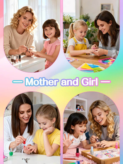 EBANKU 78PCS Kids Press On Nails Pink Flower Fake Nail Kit with Glue