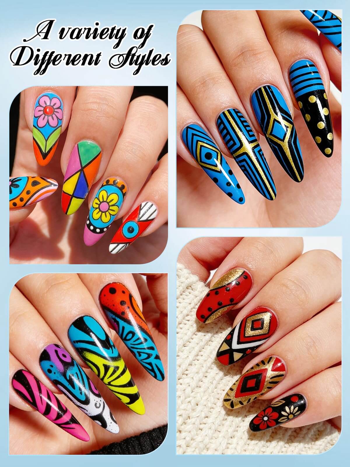 EBANKU 24 Pcs Nail Art Pens Set Quick-Dry Nail Markers
