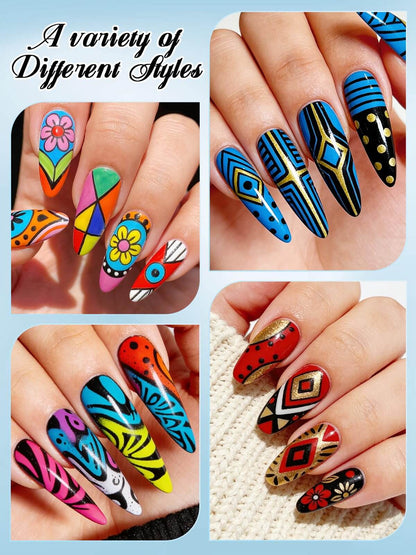 EBANKU 24 Pcs Nail Art Pens Set Quick-Dry Nail Markers