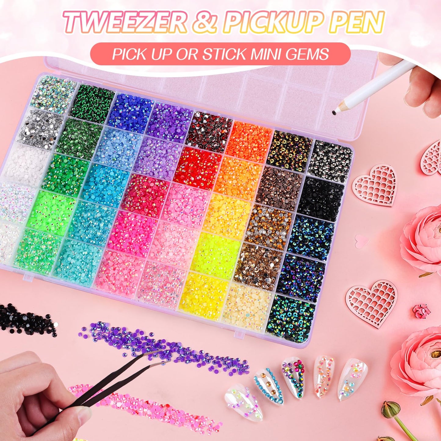 EBANKU 32000PCS Resin Jelly Rhinestones Kit 40 Colors 3MM