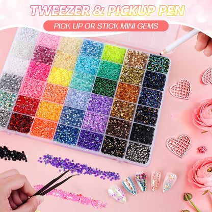 EBANKU 32000PCS Resin Jelly Rhinestones Kit 42 Colors 3MM