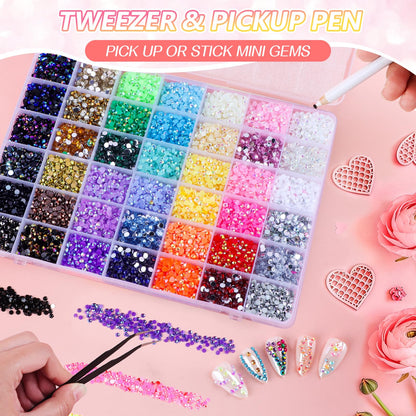 EBANKU 42 Color Resin Jelly Rhinestones Bedazzling Kit 4MM