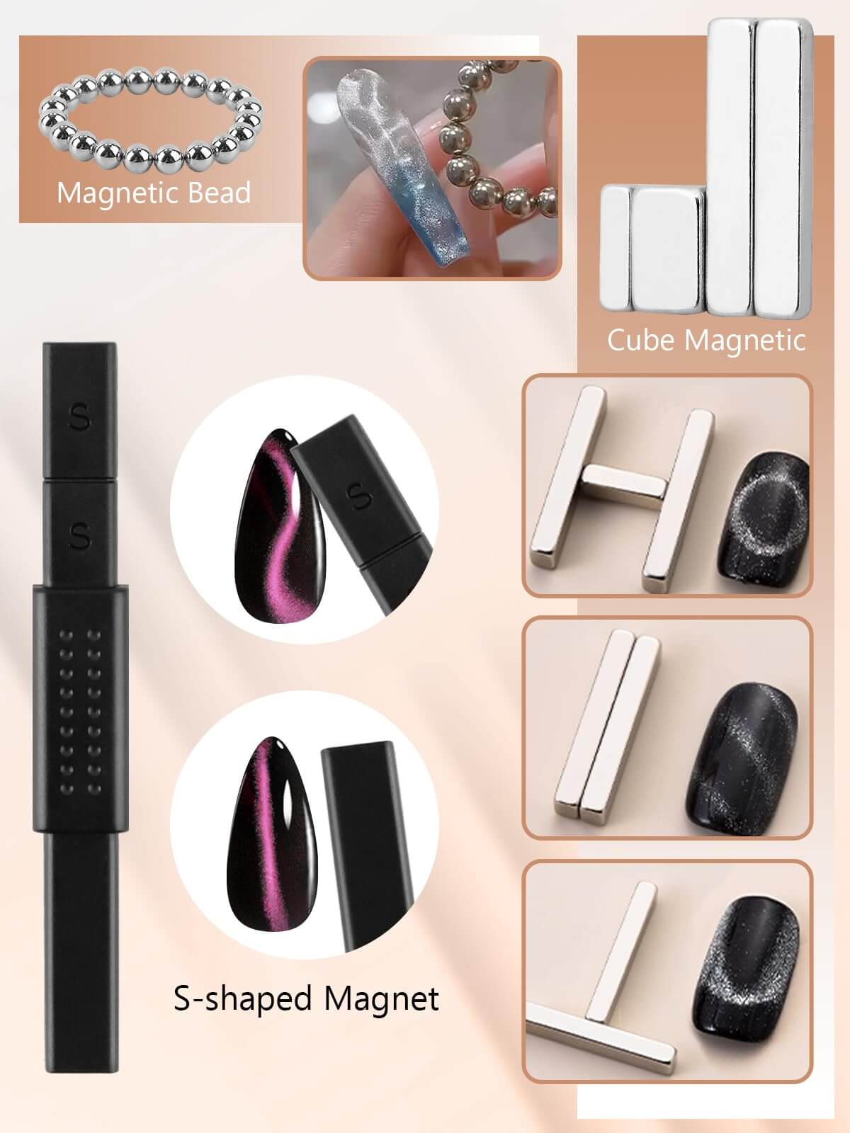 EBANKU 28PCS Cat Eye Nail Magnet Set for Gel Polish DIY