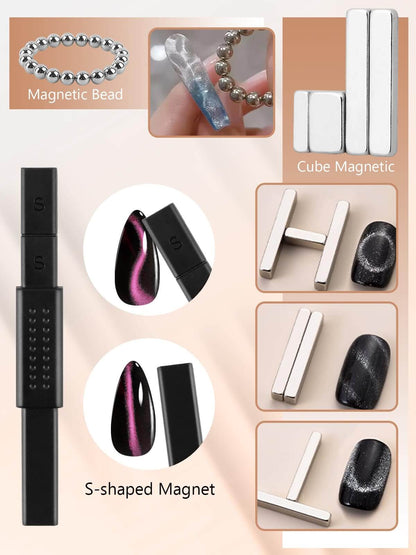EBANKU 28PCS Cat Eye Nail Magnet Set for Gel Polish DIY