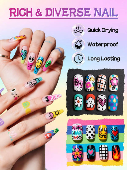 EBANKU 12 Colors Nail Art Pens Set 0.7mm 3D Nail Polish Markers