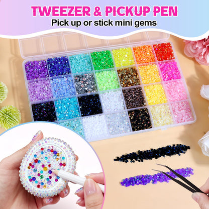 EBANKU 30000PCS Resin Jelly Rhinestones Bedazzling Kit 3MM