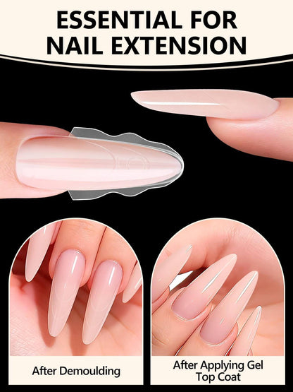 EBANKU 240PCS Sandwich Dual Nail Forms 15 Sizes Oval Nails