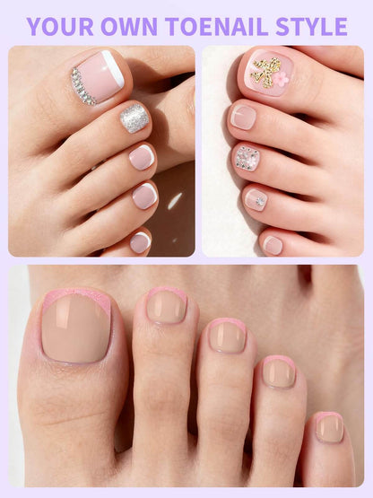 EBANKU Press On Toenails 72PCS French Tip Set with Nail Glue