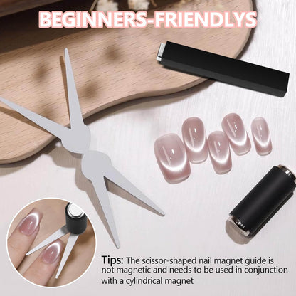 EBANKU 2-in-1 Cat Eye Nail Magnet Scissor Tool for DIY Nails