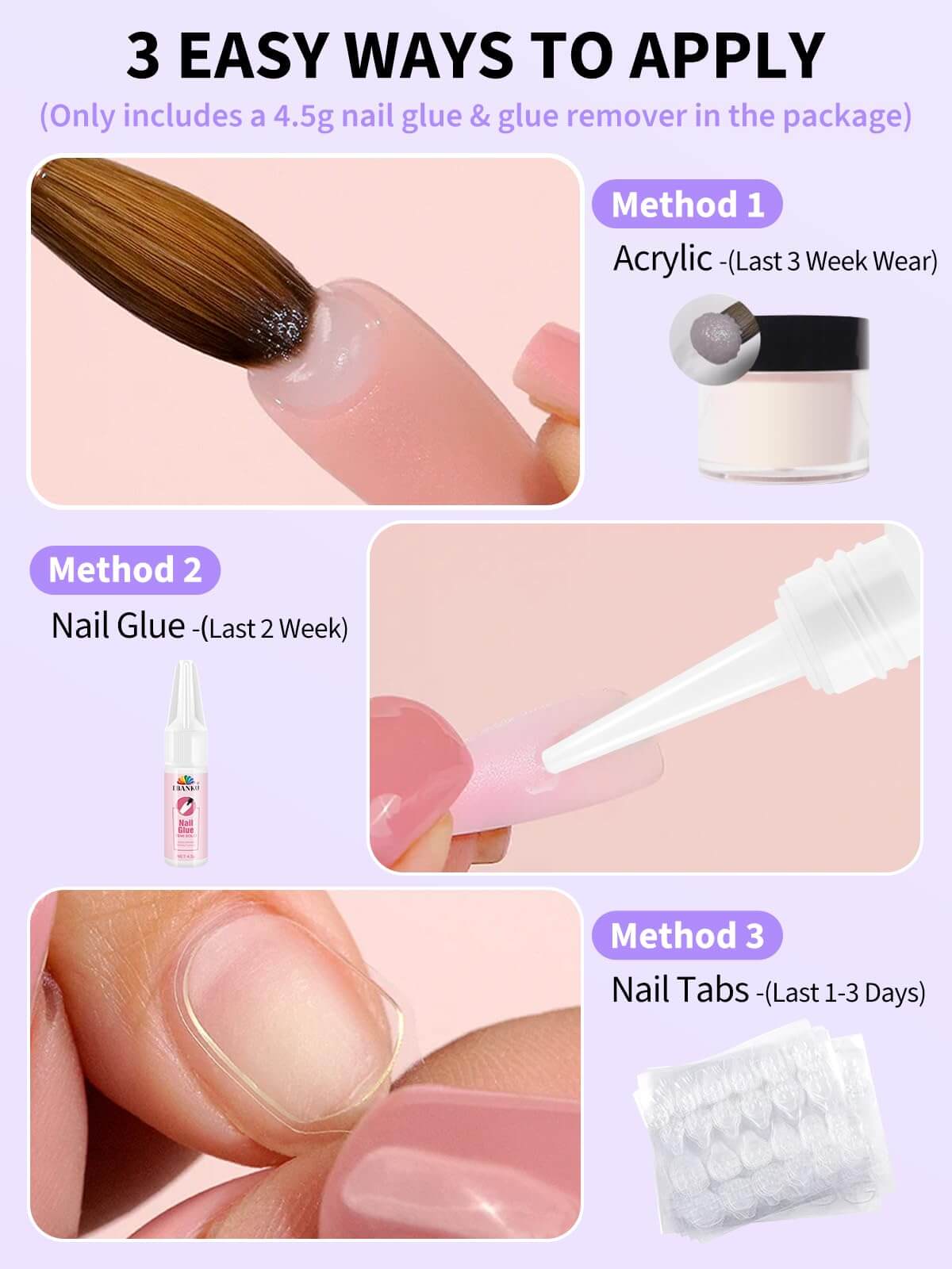 EBANKU French Tip Press On Toenails 150 Pcs Nude Square Tips