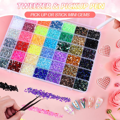 EBANKU 66000PCS Resin Rhinestones Bedazzling Kit 2 Boxes