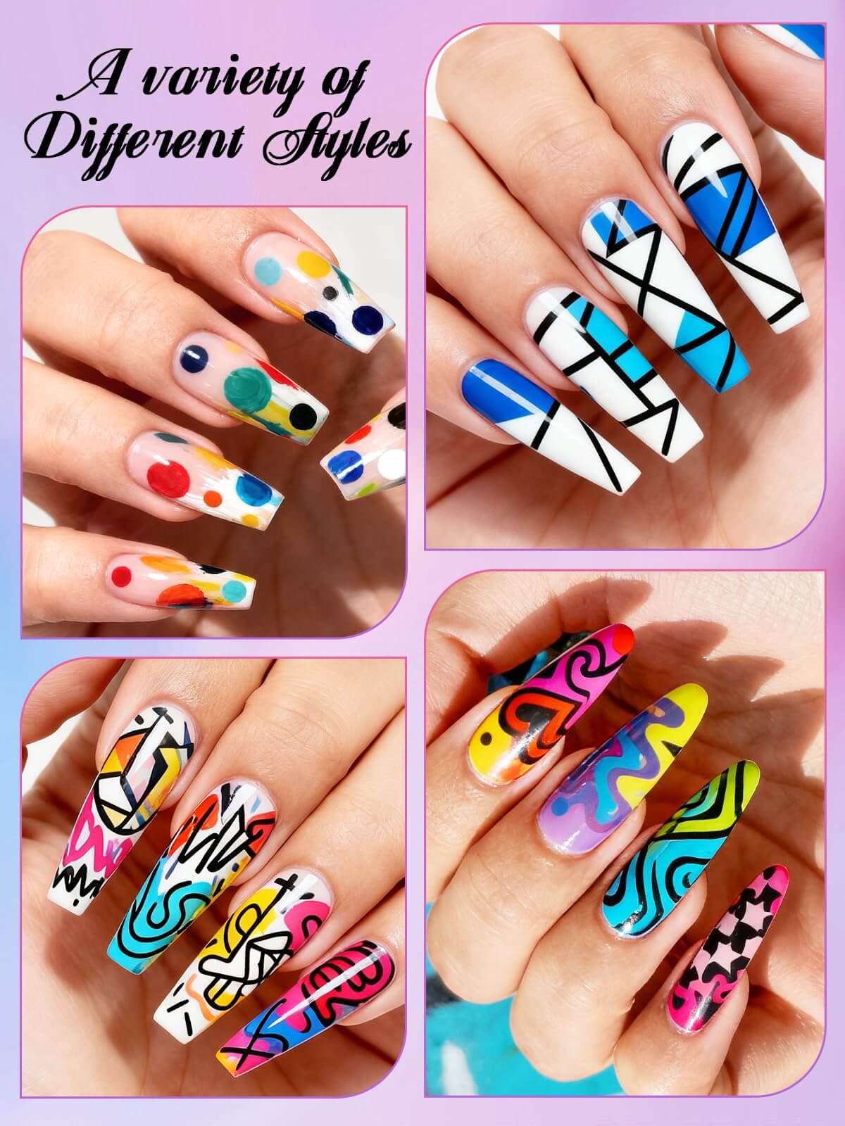 EBANKU 24 Colors Double Head Nail Art Pens Quick-Dry Nail Markers