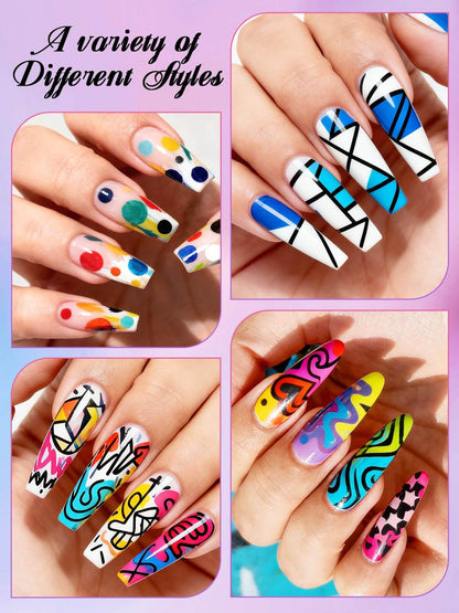 EBANKU 24 Colors Double Head Nail Art Pens Quick-Dry Nail Markers