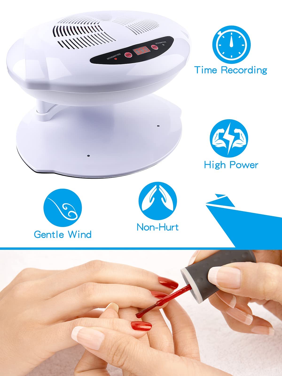 EBANKU 400W Nail Dryer Fan with Auto Sensor Hot & Cold Air