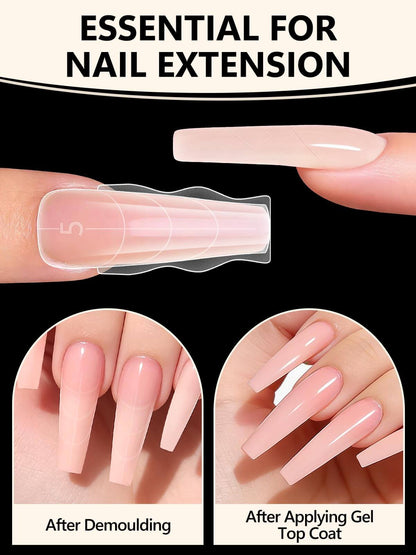 EBANKU 240PCS Sandwich Dual Nail Forms 15 Sizes Coffin Nails