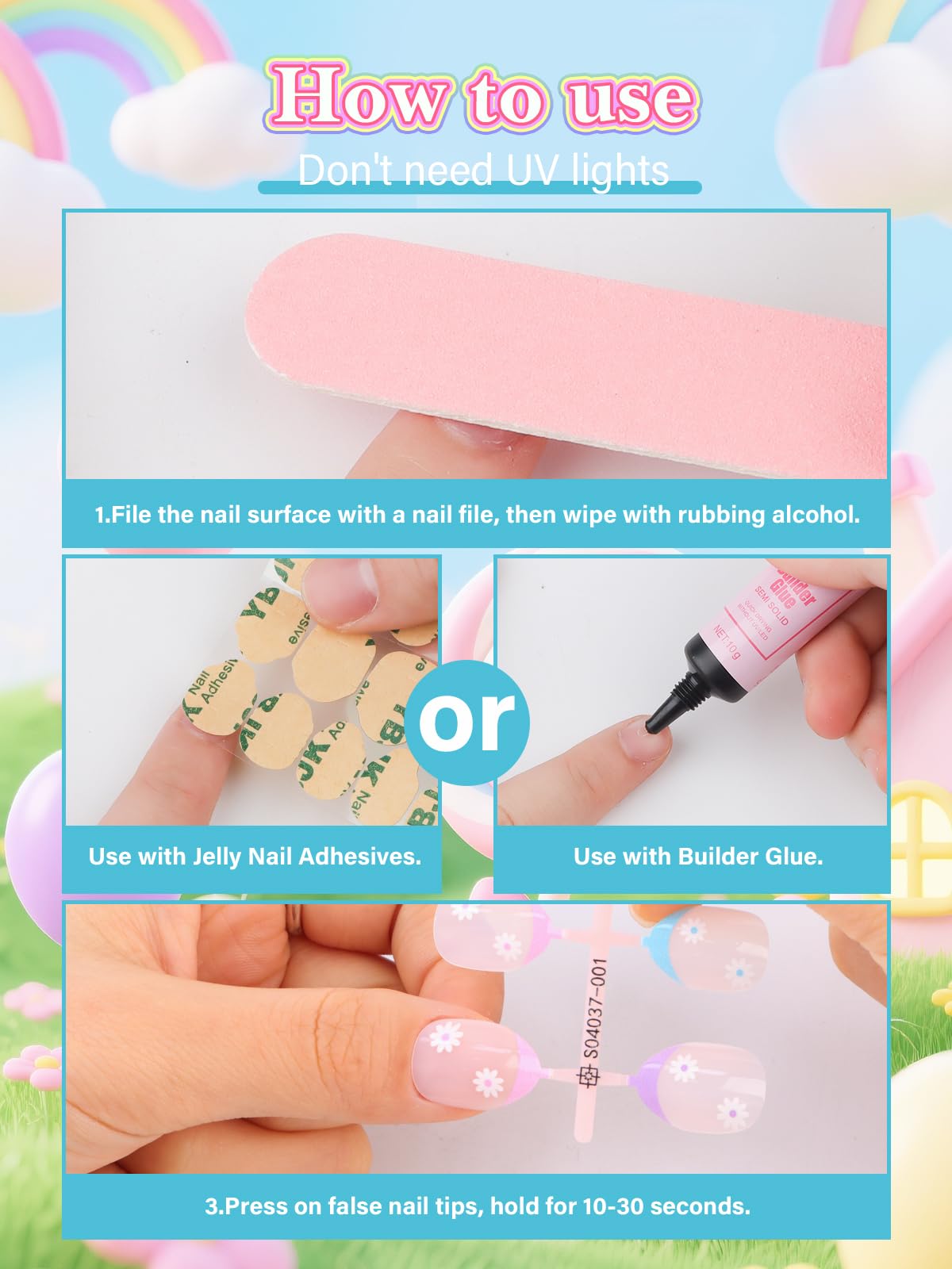 EBANKU 24PCS Kids Press On Nails Horse Fake Nail Kit for Girls