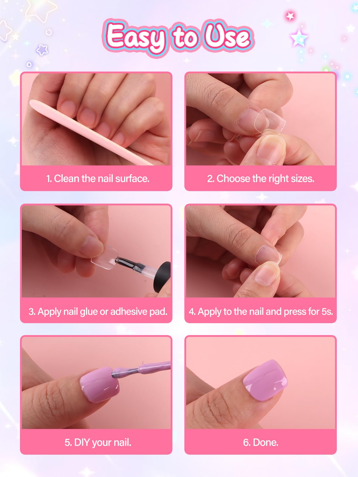 EBANKU 240PCS Mini Kids Square Clear Press On Nail Tips