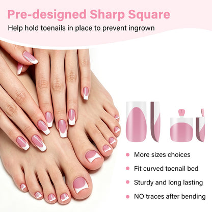 EBANKU 120PCS French Toe Nail Tips Set White Pink 15 Sizes