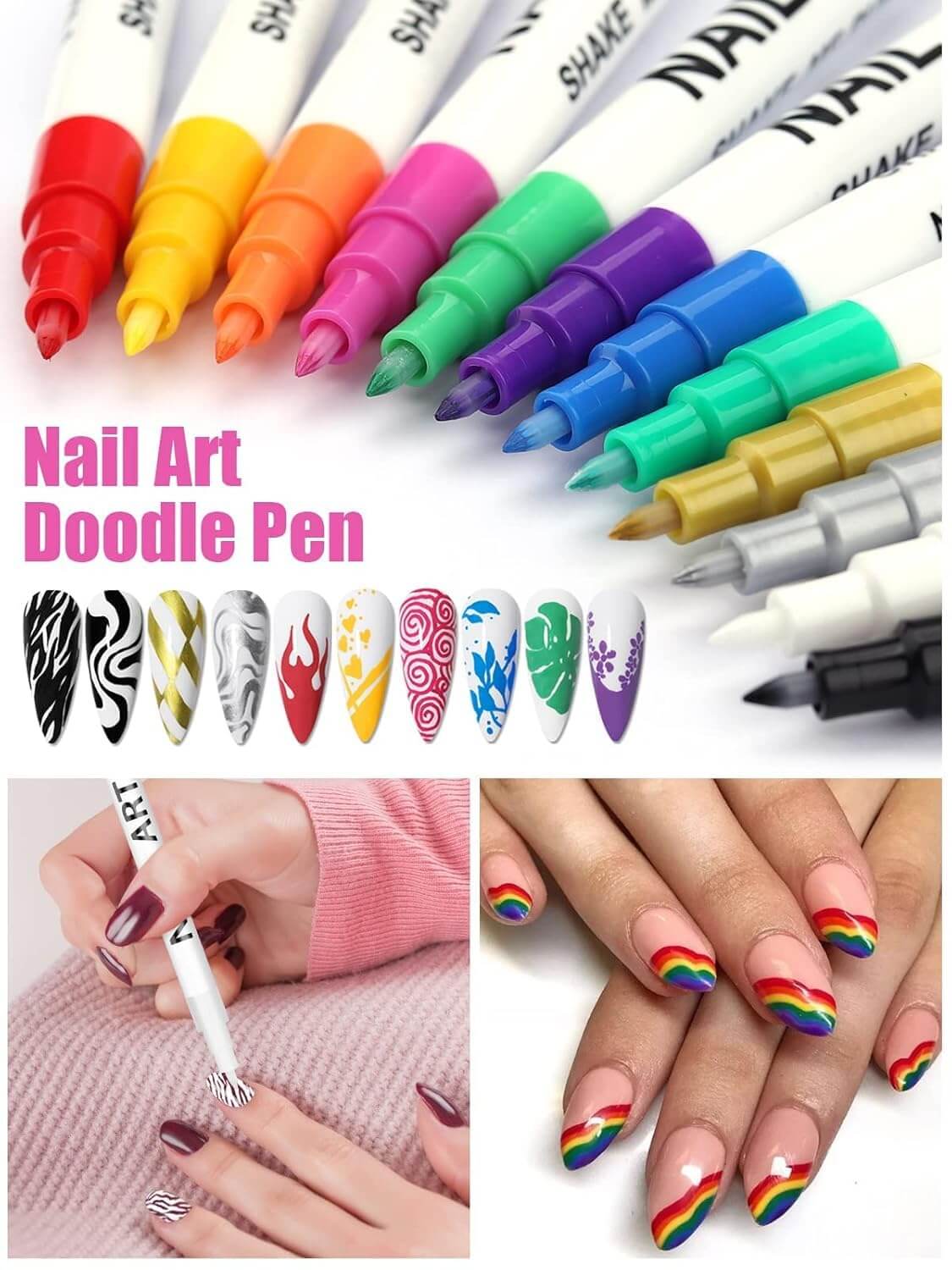 EBANKU 3D Nail Art Pens, 12-Color DIY Manicure Set