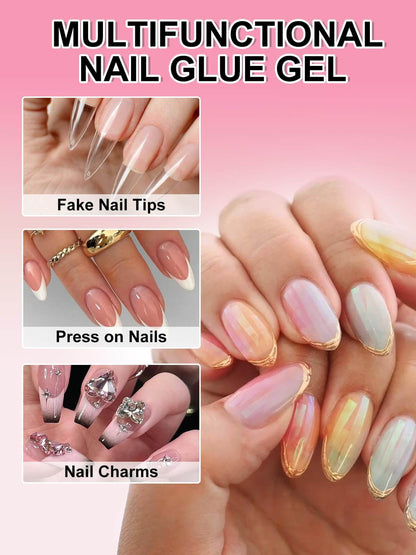 EBANKU Semi Solid Nail Glue Gel with Remover – 10ml Quick Dry