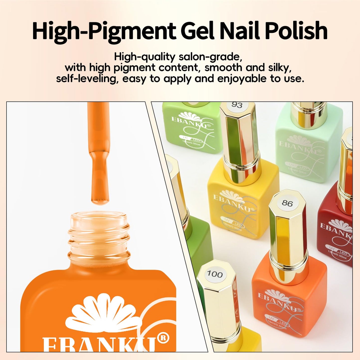 EBANKU 120 Color HEMA-Free Gel Nail Polish Set 15ML Kit