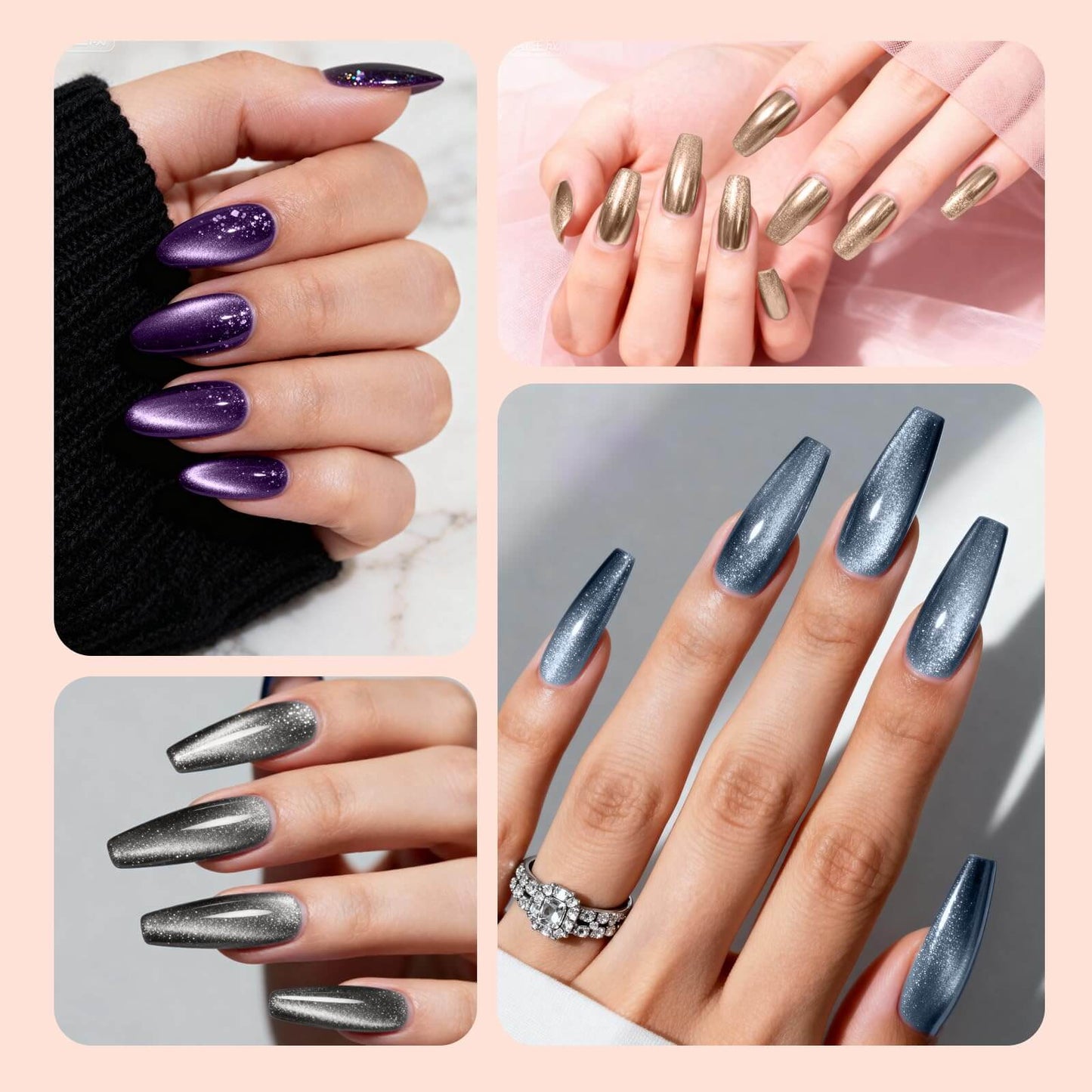 EBANKU Cat Eye Poly Gel Nail Kit 6 Colors Builder Extension Gel