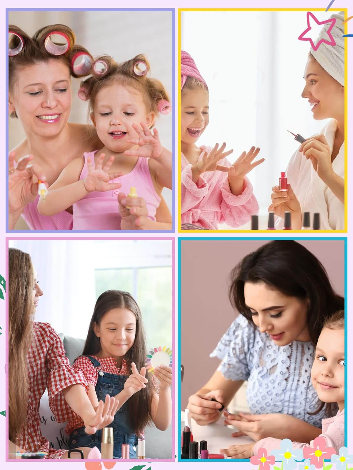 EBANKU 130Pcs Kids Press On Nails Flower & Mermaid Set