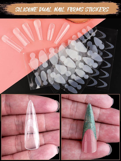 EBANKU 288PCS Poly Gel Dual Nail Forms 6 Styles French Nails