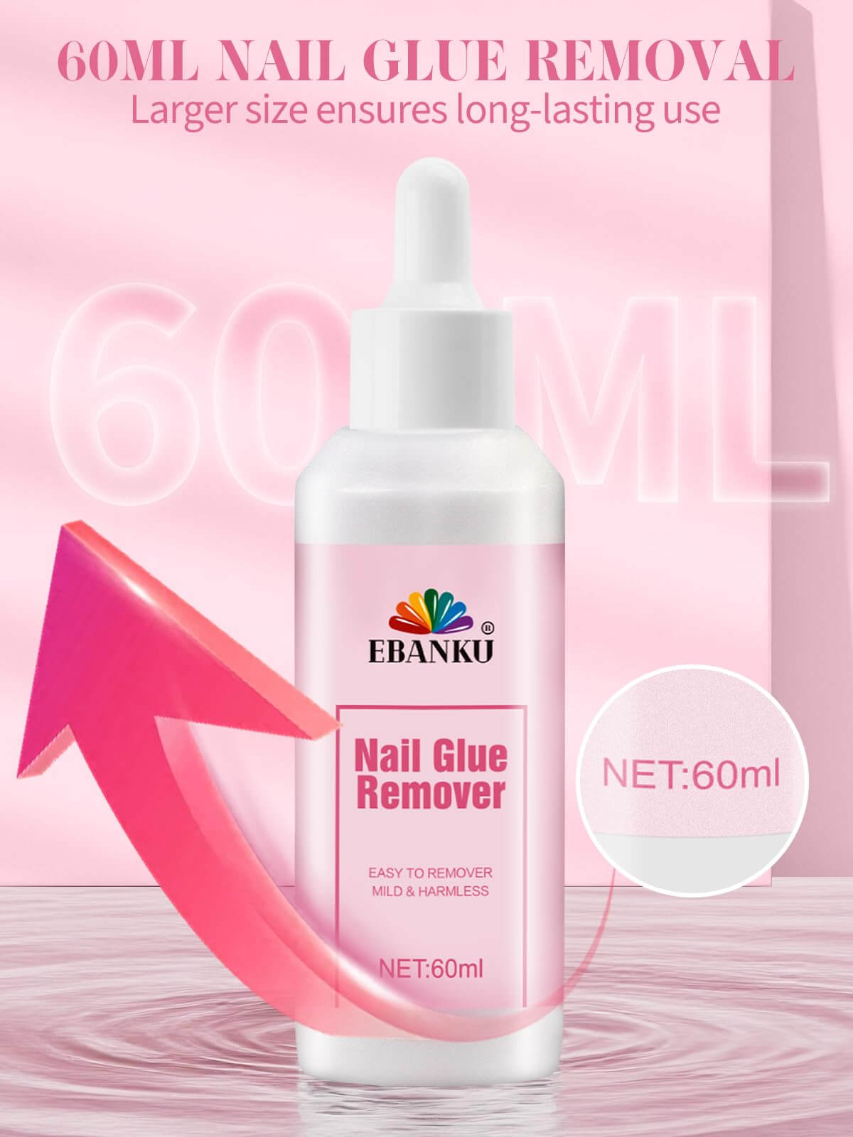 EBANKU 60ML Nail Glue Remover – Quick & Gentle Press-On Removal