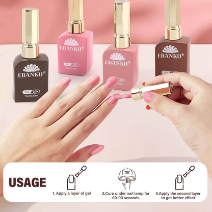 EBANKU 6Pcs Pink Nude Brown Gel Nail Polish Set 15ML Fall Colors