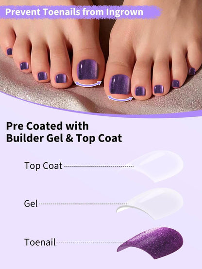 EBANKU 180 Pcs Cat Eye French Press On Toenails with Glue