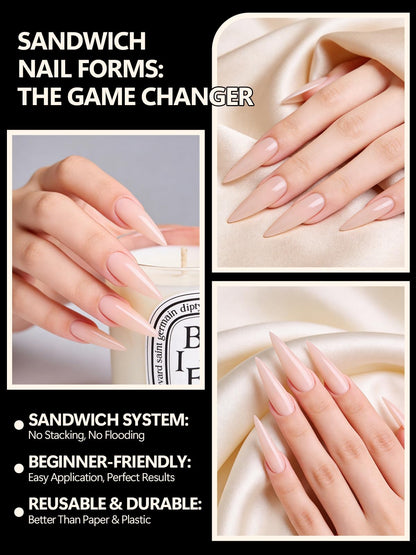 EBANKU 280PCS Sandwich Dual Nail Forms for Polygel Extensions