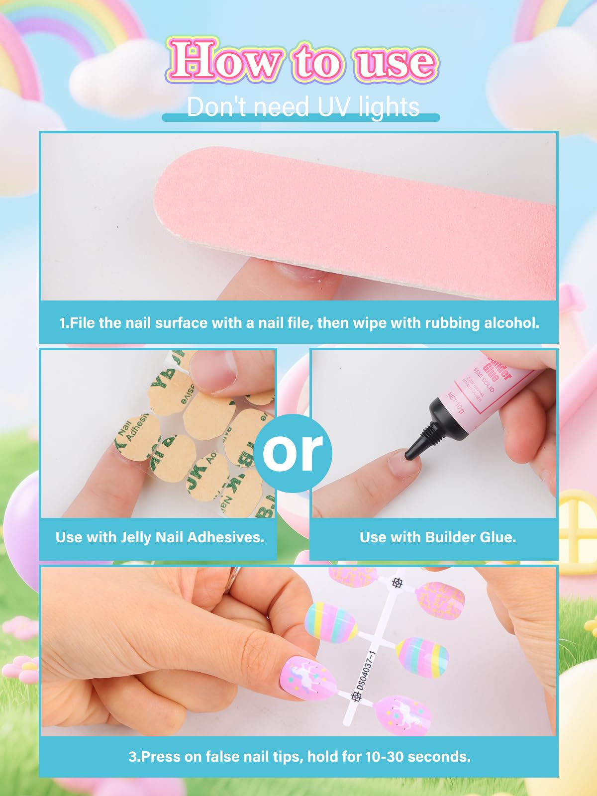 EBANKU 24PCS Kids Press On Nails Horse Fake Nail Kit for Girls