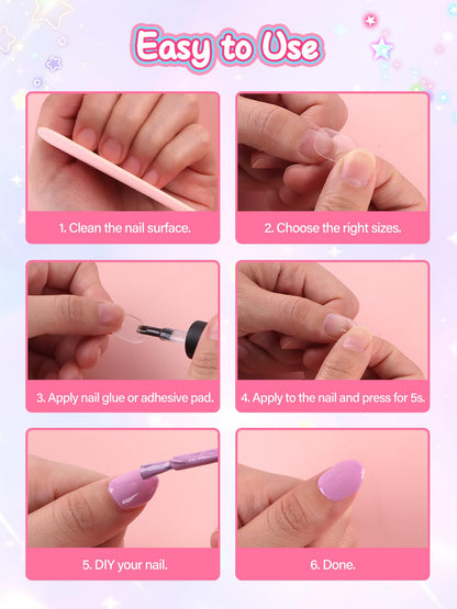 EBANKU 240PCS Kids Clear Press On Nails, Short Almond Nail Tips